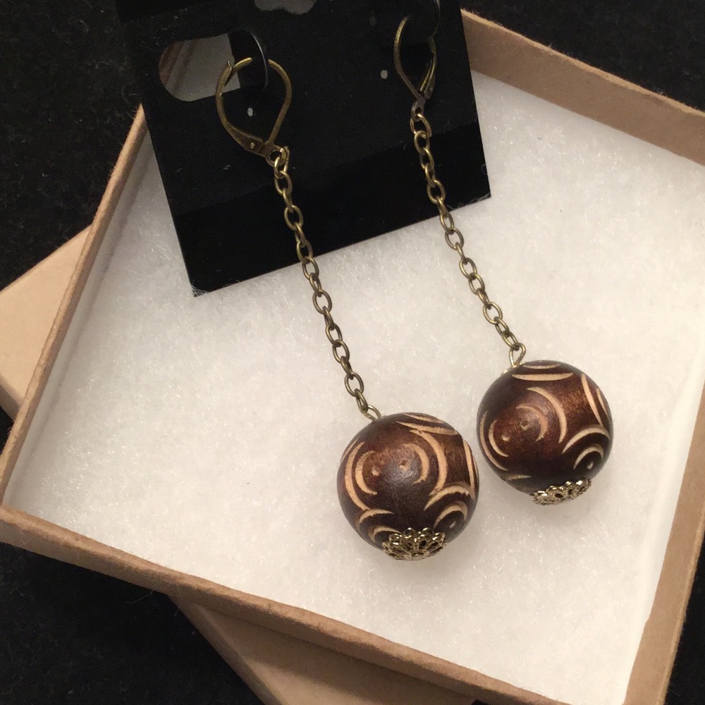 HOST PICK-Carved Tribal Earrings w/ Brass Hardware